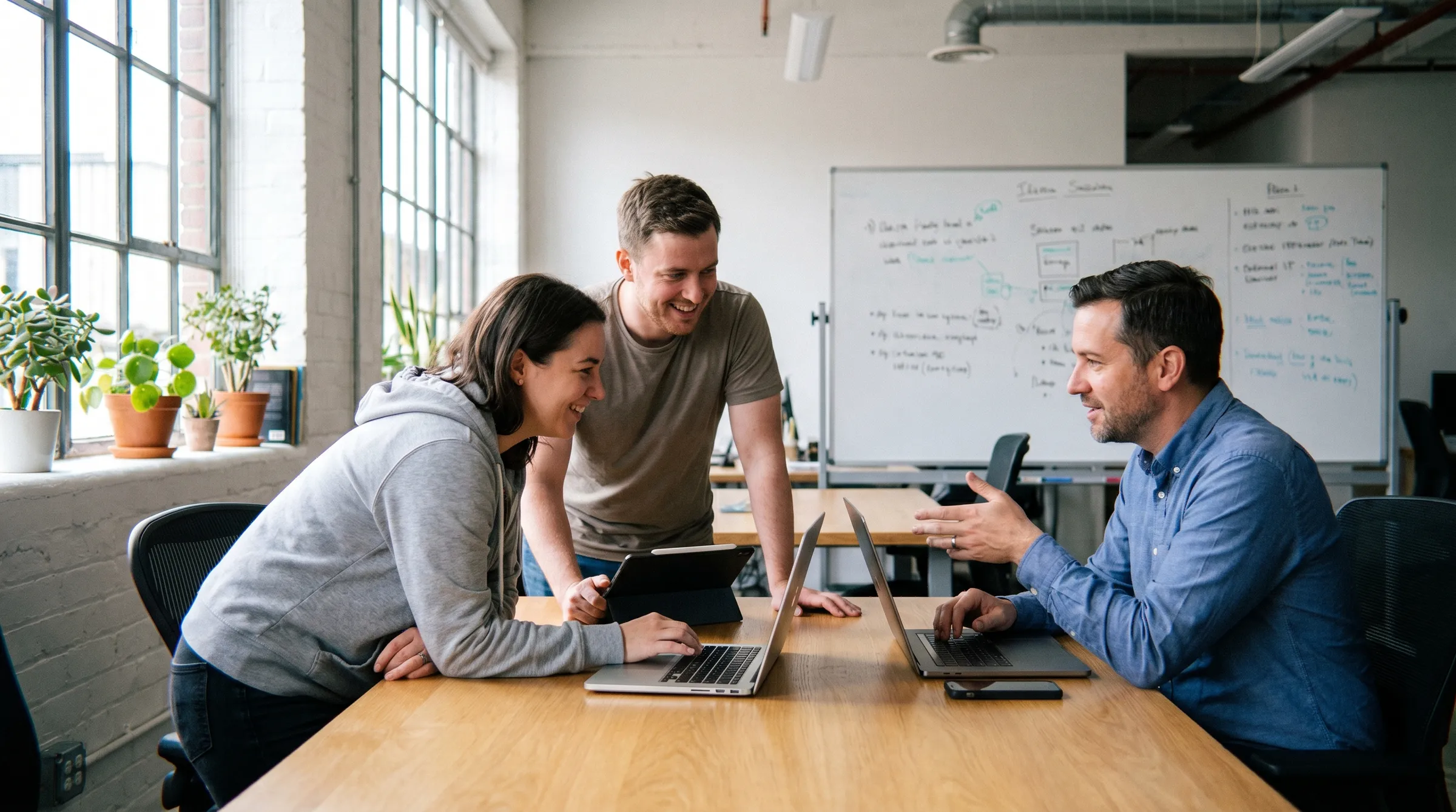 Hybrid IT team collaborating across internal staff and external consultant